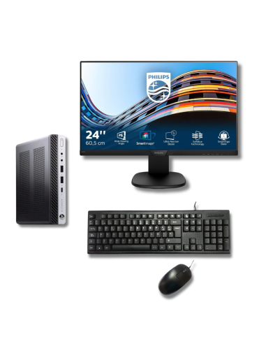 Pack Oficina Intermedio 2: Sobremesa HP Intel Core i5 + Monitor 24" + Teclado y Ratón